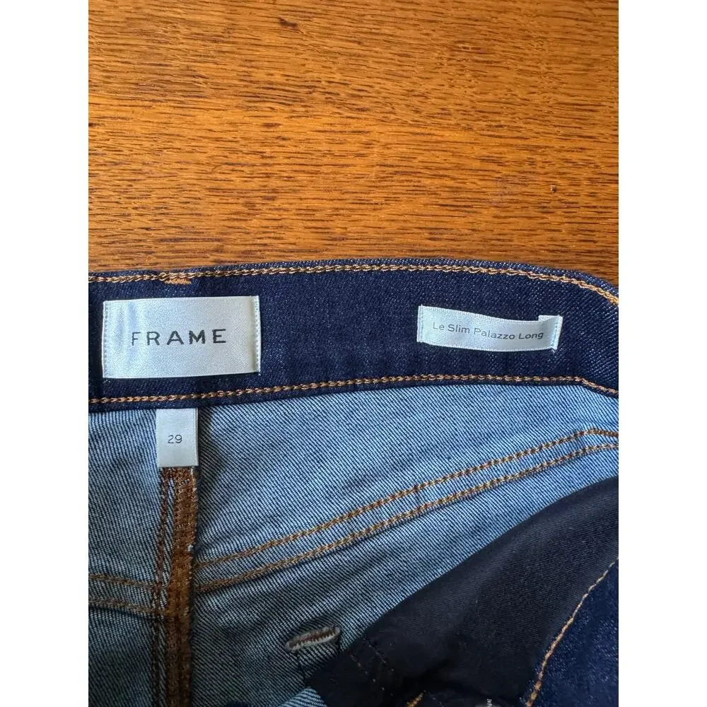 FRAME Le Slim Palazzo Jeans in RINSE Size L29 TALL - Picture 6 of 10